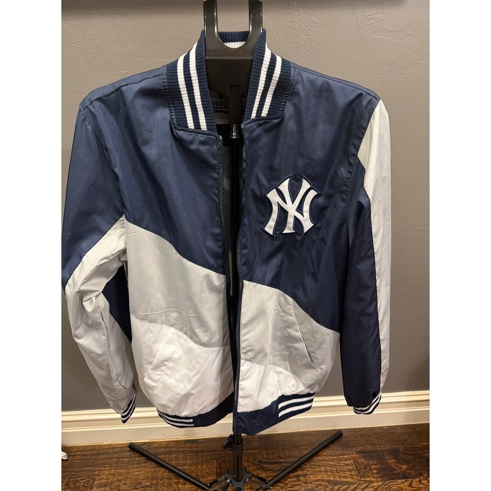 MLB New York Yankees JH Design Windbreaker Jacket Navy White Grey Mens Small